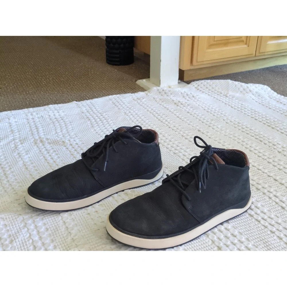Olukai Papaku Ili Suede Leather Chukka Boots Size 13 Black White Lace Up